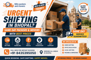 Same day packers and movers in Bhopal fast urgent relocation service
